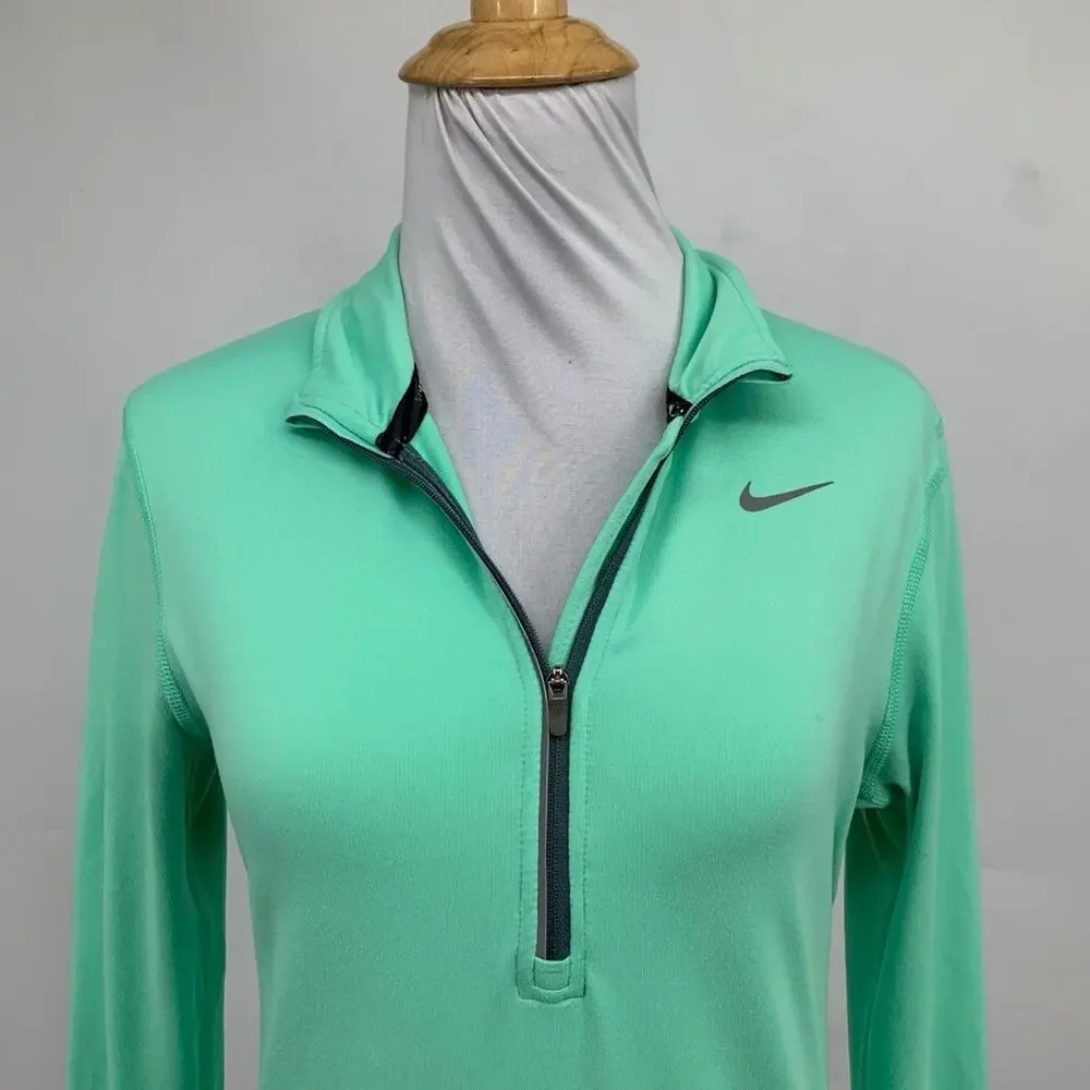 Nike Top Womens XS Extra Small Pistachio Dri Fit Element Running Half Zip *READ